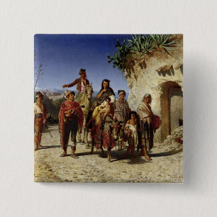 Eine Sinti und Roma-Familie auf der Straße, c.1861 Button