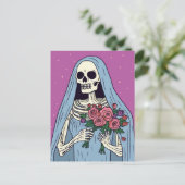 Eine Skelettbraut mit Blumen Postkarte (Stehend Vorderseite)
