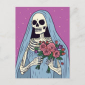 Eine Skelettbraut mit Blumen Postkarte (Vorderseite)