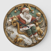 Eine skurrile Weihnachtsszene mit dem Weihnachtsma Große Wanduhr (Vorderseite)