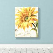 Eine Sonnenblume im vollen Blut Leinwanddruck (Insitu (Holzboden))
