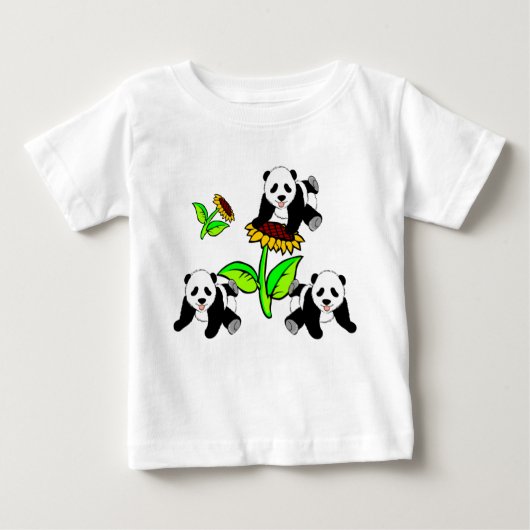 Eine Sonnenblume-und Panda-Bären Baby T-shirt (Vorderseite)