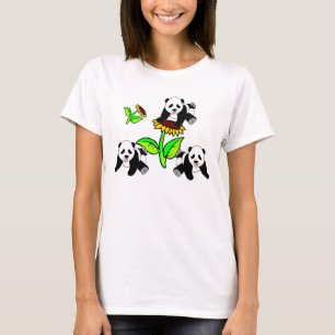Eine Sonnenblume-und Panda-Bären T-Shirt