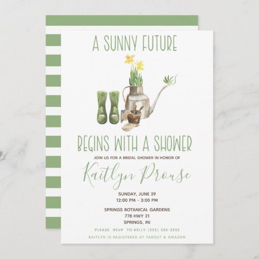 Eine sonnige Zukunft beginnt mit einer Dusche! Gar Einladung (Vorne/Hinten)