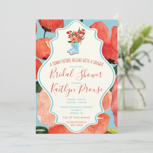 Eine sonnige Zukunft beginnt mit einer Dusche! Re Einladung (Stehend Vorderseite)