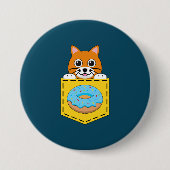 Eine spähende Katze und ein blauer Donut Button (Vorderseite)