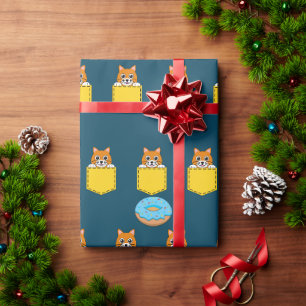 Eine spähende Katze und ein blauer Donut Geschenkpapier