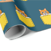 Eine spähende Katze und ein blauer Donut Geschenkpapier (Rolleneckpunkt)