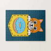 Eine spähende Katze und ein blauer Donut Puzzle (Horizontal)