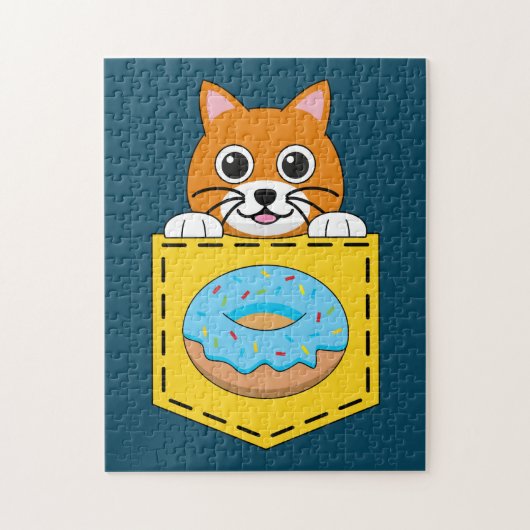 Eine spähende Katze und ein blauer Donut Puzzle (Vertikal)