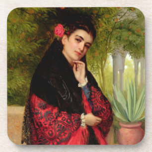 Eine spanische Schönheit, 1872 (Öl auf Leinwand) Getränkeuntersetzer