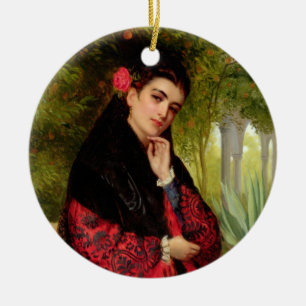 Eine spanische Schönheit, 1872 (Öl auf Leinwand) Keramik Ornament