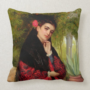 Eine spanische Schönheit, 1872 (Öl auf Leinwand) Kissen