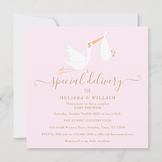 Eine Spezial-Lieferung Paare Kinderdusche Sprinkle Einladung (Vorderseite)