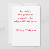 Eine spezielle kleine Mädchen Weihnachtskarte. Dankeskarte (Rückseite)