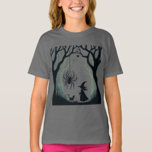 Eine Spinne, eine Hexe und ein Wald-Ausschnitt T-Shirt
