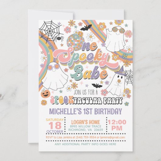Eine Spooky Babe zum Geburtstag Einladung - Mädche (Vorderseite)