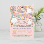 Eine Spooky Babe zum Geburtstag Einladung - Mädche (Stehend Vorderseite)