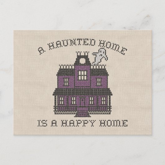 Eine Spuk Zuhause ist eine glückliche Zuhause-Cros Postkarte (Vorderseite)
