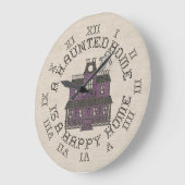 Eine Spuk Zuhause ist eine glückliche Zuhause Große Wanduhr (Winkel)