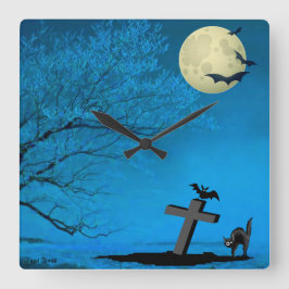 Eine spukhafte Nacht Quadratische Wanduhr