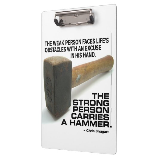 Eine starke Person trägt einen Hammer - Gym Workou Klemmbrett (Links)