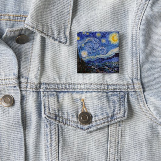 Eine Starry Night: Saint Remy von Vincent Van Gogh Button (Beispiel)
