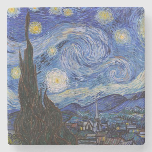 Eine Starry Night: Saint Remy von Vincent Van Gogh Steinuntersetzer (Vorderseite)