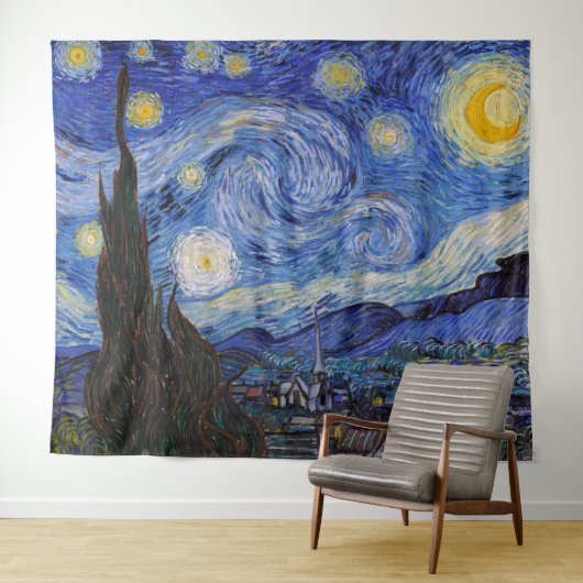 Eine Starry Night: Saint Remy von Vincent Van Gogh Wandteppich (Beispiel (Horizontal))
