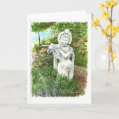 Eine Statue einer Dame mit einer Flöte Karte (Gelbe Blume)