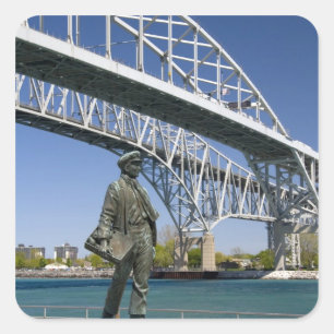 Eine Statue von Thomas Alva Edison durch lokalen Quadratischer Aufkleber