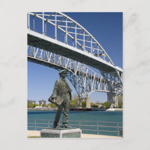 Eine Statue von Thomas Edison vom lokalen Künstler Postkarte
