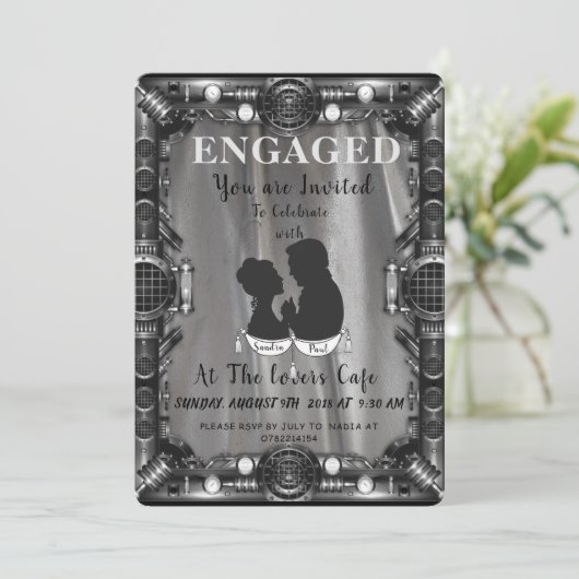 EINE STEAMPUNK-Verlobung Einladung (Stehend Vorderseite)