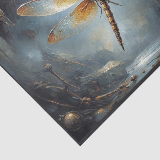 Eine Steampunkdrachenfliege in einer geheimnisvoll Seidenpapier (Ausschnitt)