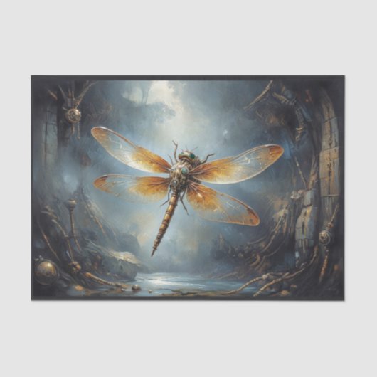 Eine Steampunkdrachenfliege in einer geheimnisvoll Seidenpapier (Vorderseite)