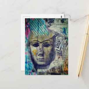 Eine steinerne Damen-Gesicht Abstract Mixed Media Postkarte
