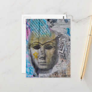 Eine steinerne Damen-Gesichts-Abstrakte Mixed-Medi Postkarte