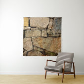 Eine Steinmauer aus Kopfsteinpflaster-Hintergrund Wandteppich (Beispiel)
