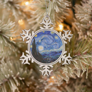 Eine Sternennacht: Saint Remy von Vincent Van Gogh Schneeflocken Zinn-Ornament