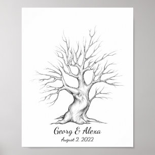 Eine Stift Sketch Wedding Fingerprint Gästebuchbau Poster