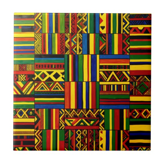 Eine stilisierte Interpretation des "Kente"-Drucks Fliese (Vorderseite)