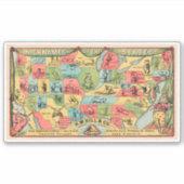 Eine stilisierte Karte der Staaten mit Nicknames Aufkleber (Vorderseite)