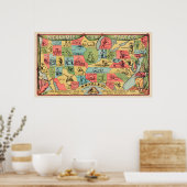 Eine stilisierte Karte der Staaten mit Nicknames Poster (Küche)