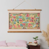 Eine stilisierte Karte der Staaten mit Nicknames Wandteppich Mit Holzrahmen (Schlafzimmer)