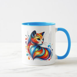 Eine stilisierte Katze mit warmen Farben. Tasse