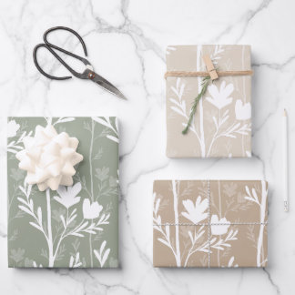 Eine stille Reise Erdig Sanfte Botanische Silhouet Geschenkpapier Set