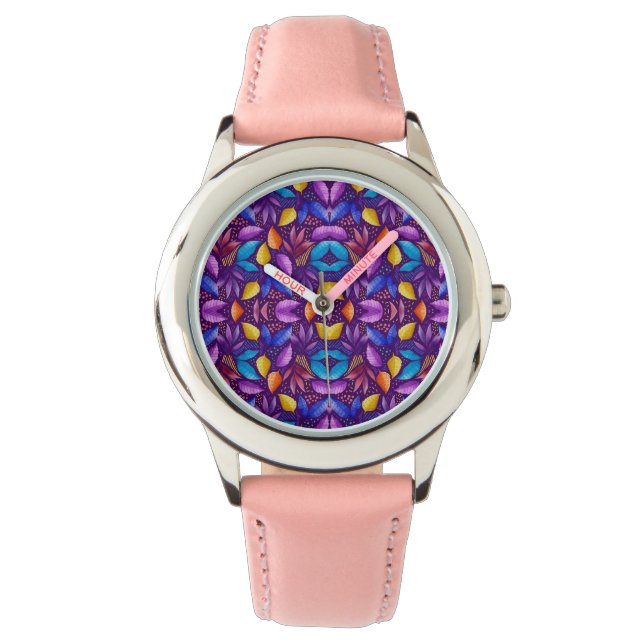 Eine stilvolle Uhr mit einem lebendigen violetten  (Vorderseite)
