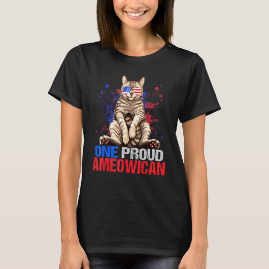 Eine stolze Ameowican-Katze mit amerikanischer Fla T-Shirt (Vorderseite)