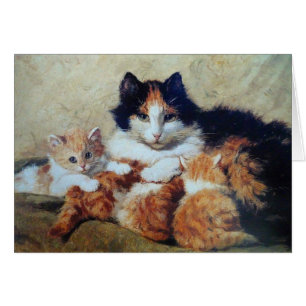 Eine stolze Mutter - eine Katze mit ihren gelben