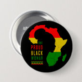 Eine stolze schwarze Frau schwarze Monatsflagge Button (Vorne & Hinten)